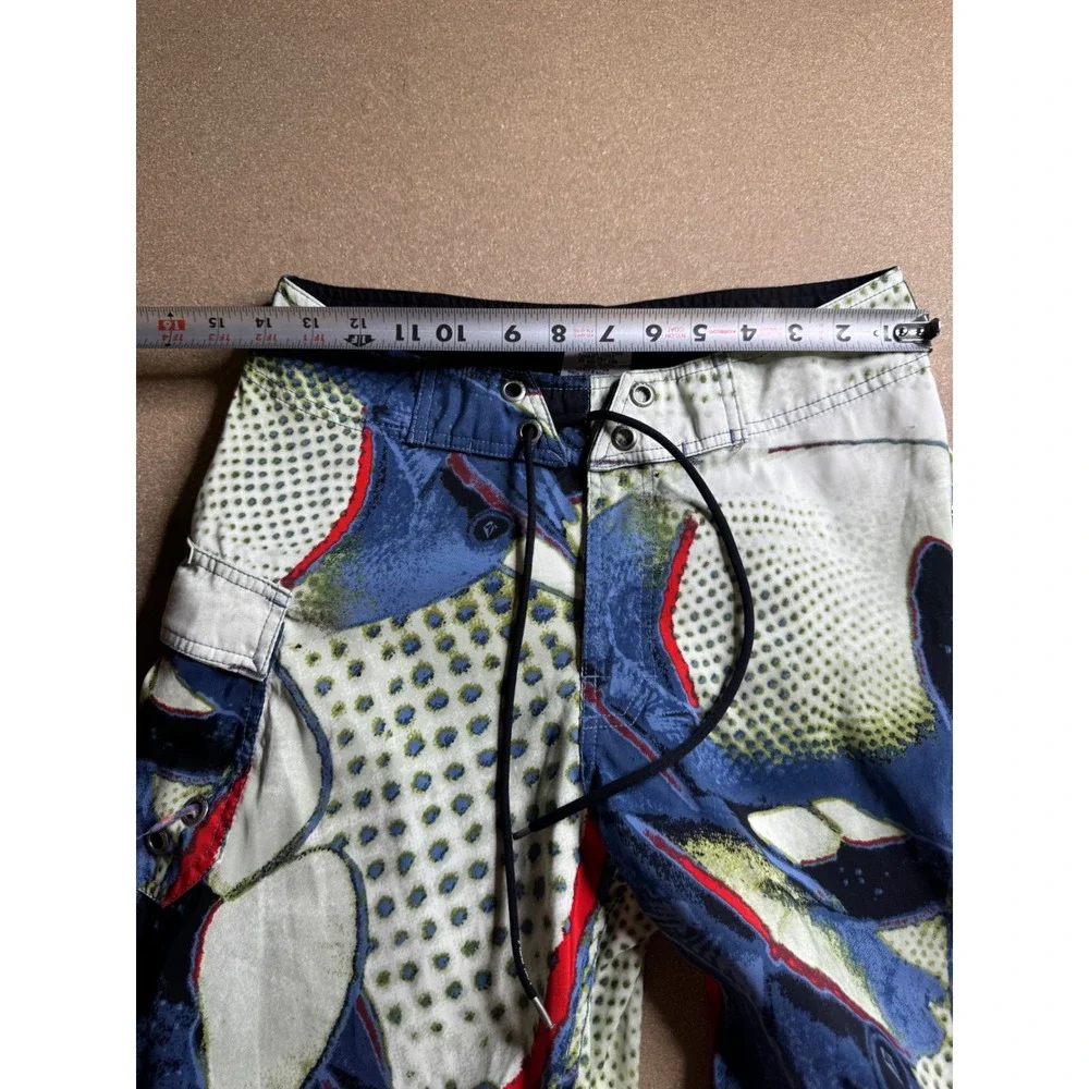 Y2k Volcom Stone Boardwear Mens Board Shorts Blue Abstract Graphic Print Size 28